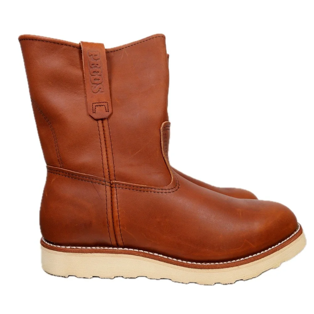 Red Wing 866 Pecos Boots Mens 9.5 E3 Brown Leather Pull On Made in USA New